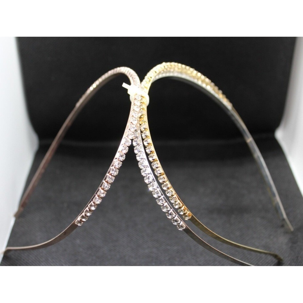 3 Tone Bands Headband with Cubic Zar stones. New w/o box. Free Ship. Please Read - Picture 2 of 6